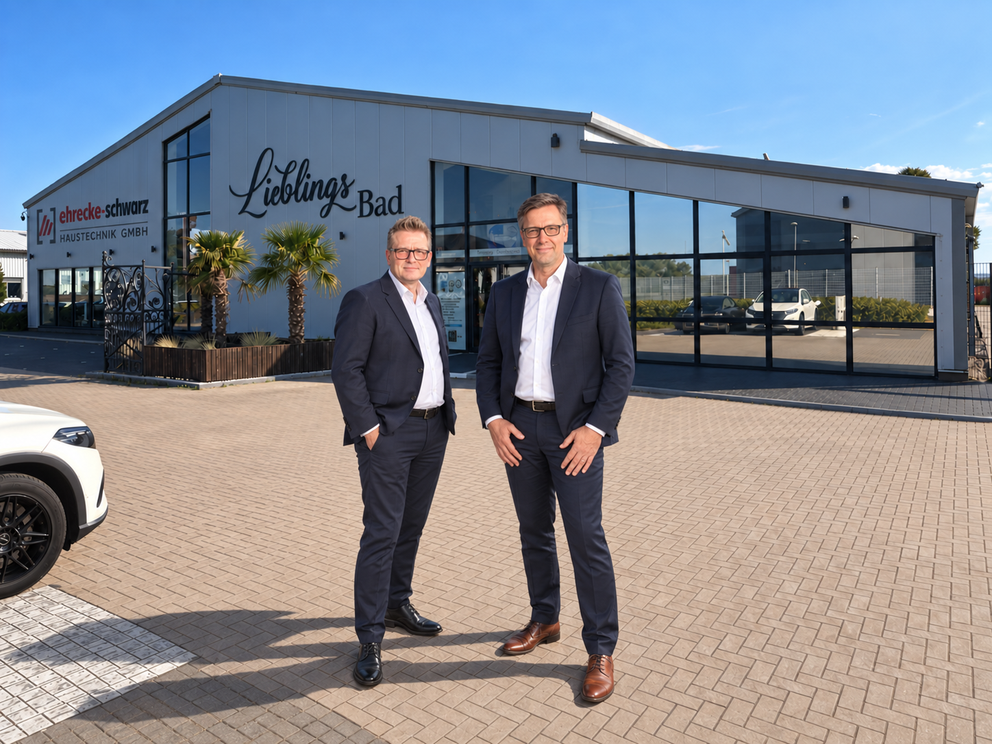 Torsten Schwarz links und Michael Ehrecke rechts vor unserer Ausstellung in Beckdorf